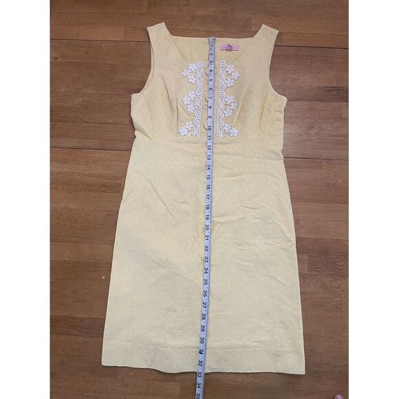 Lilly Pulitzer Dress Size 4 Adelson Jacquard Shift Yellow - Picture 3 of 9